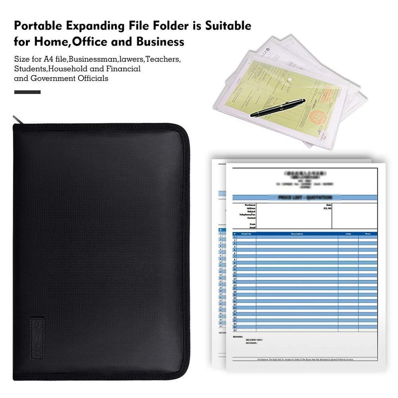 ENGPOW Expanding File Folder Important Document Organizer Fireproof Document Bag-A4 Size, 25 Pockets,Color Labels,Non-Itchy Silicone Coated Portable Filing Organizer Folder(14.3" x 9.8") - Image 4